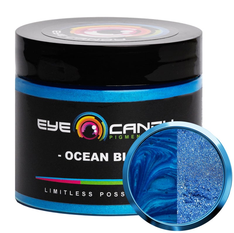 Eye Candy Pigments Premium Blue Mica Powder - Ocean Blue (50gr) - for Epoxy, Resin, Soap, Paint, Woodworking, Acrylic Pouring, Bath Bombs, Fishing Lures - DIY Arts and Crafts Additive - Image 1